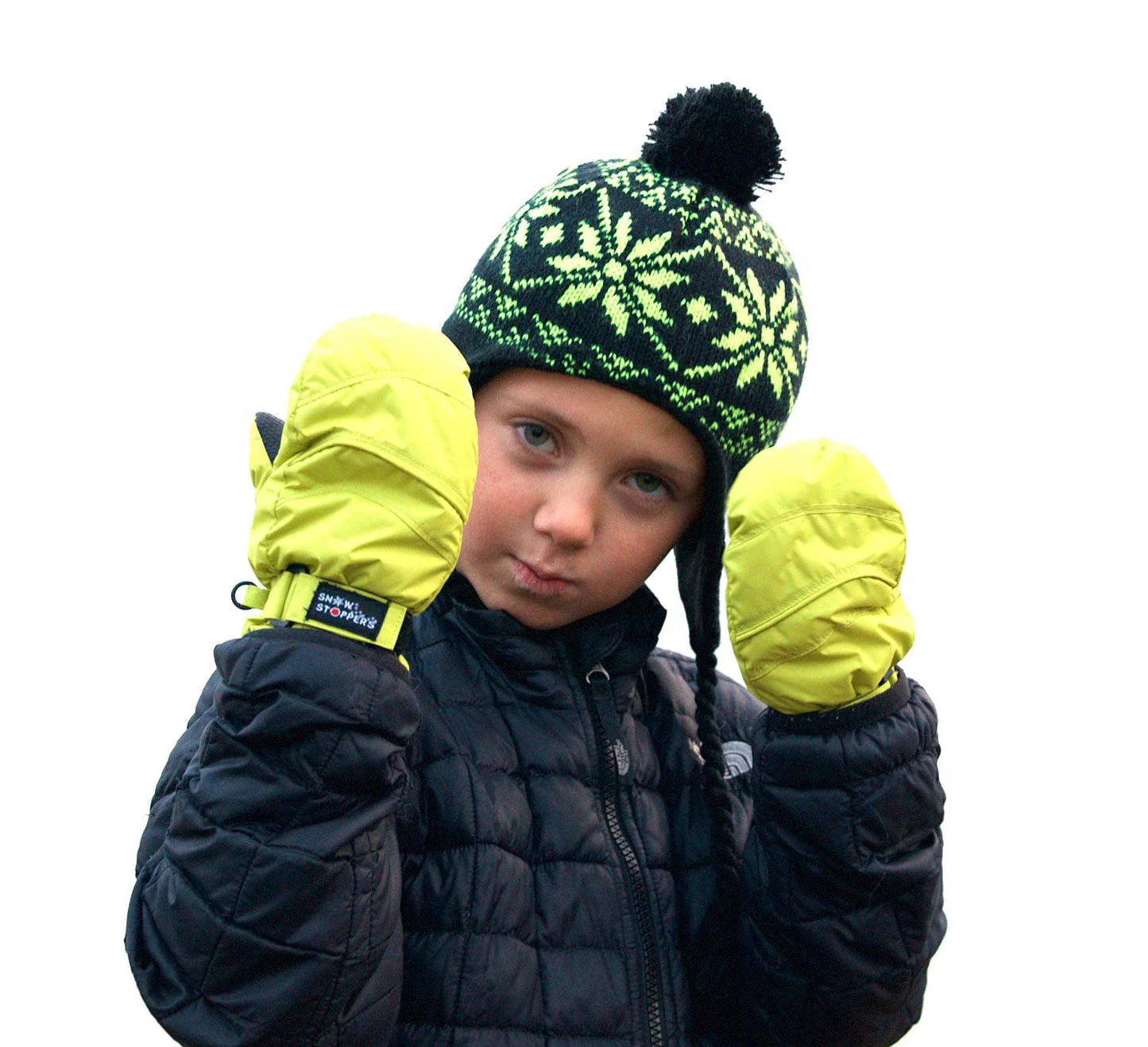 Waterproof Stay-On Mittens No Thumb - Fuchsia by SnowStoppers - Image 2