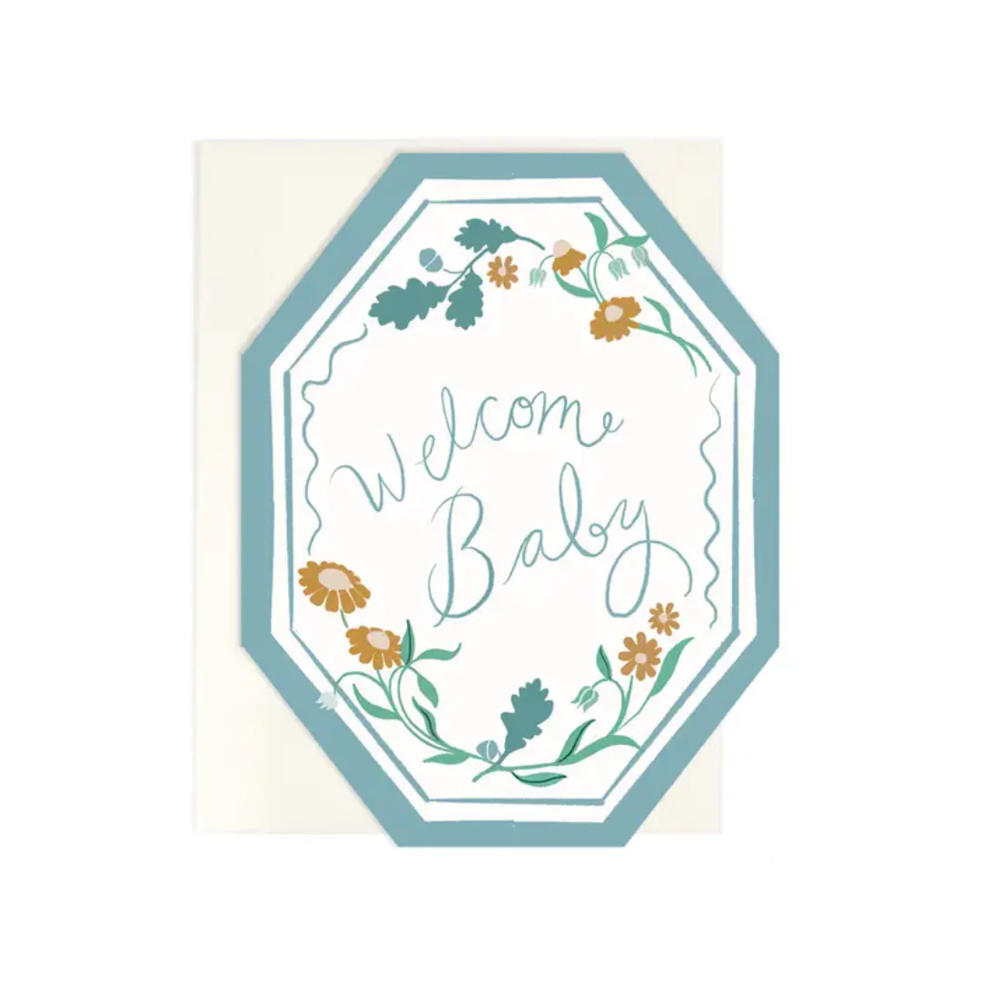Welcome Baby Floral Card by Amy Heitman