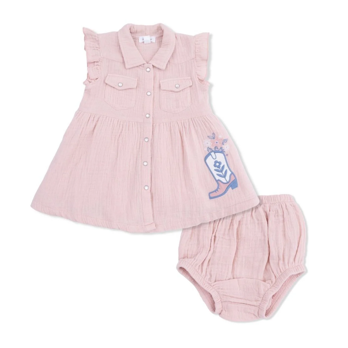 Western Pearl Snap Dress & Bloomer- Yee Haw Cowgirl by Angel Dear