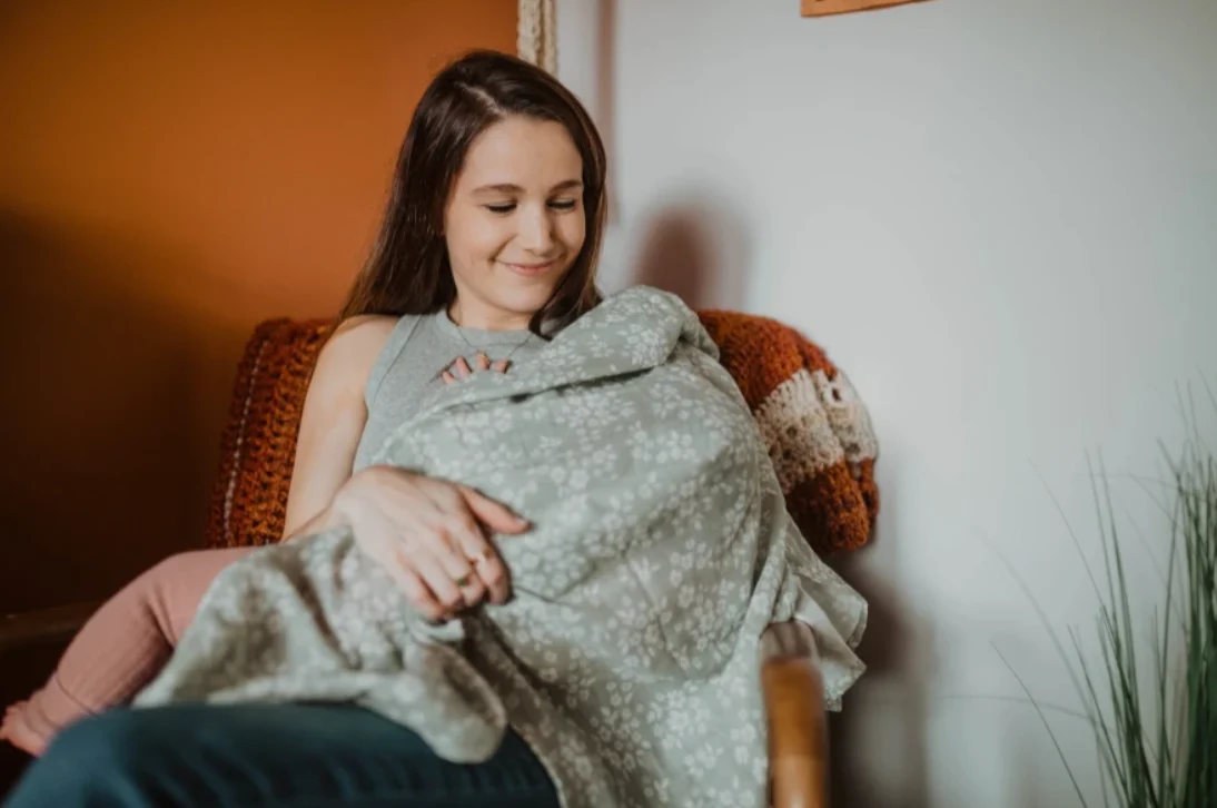 Whimsy Floral Swaddle - Sage Green by Mini Wander - Image 3