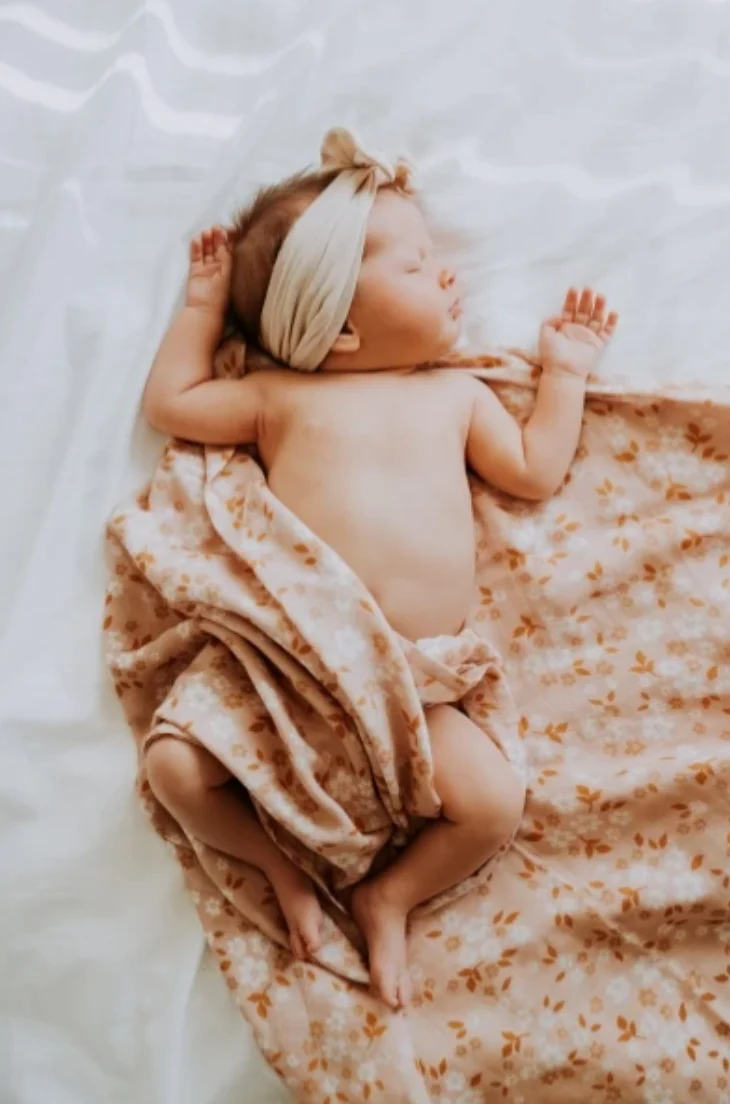 Whimsy Floral Muslin Swaddle - Multi Peach by Mini Wander - Image 2