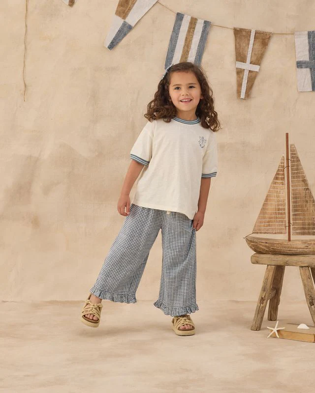 Wide Leg Pant - Marine Gingham by Rylee + Cru - Image 4