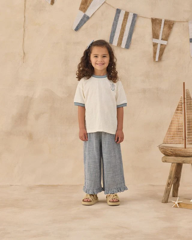 Wide Leg Pant - Marine Gingham by Rylee + Cru - Image 5