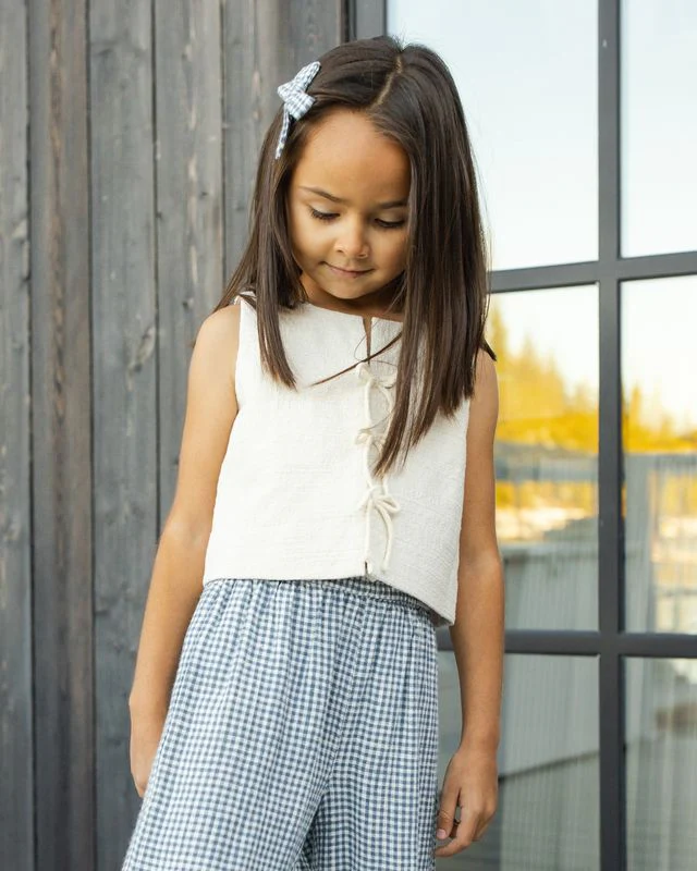 Wide Leg Pant - Marine Gingham by Rylee + Cru - Image 6