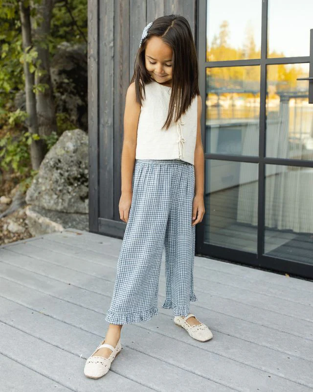 Wide Leg Pant - Marine Gingham by Rylee + Cru - Image 8