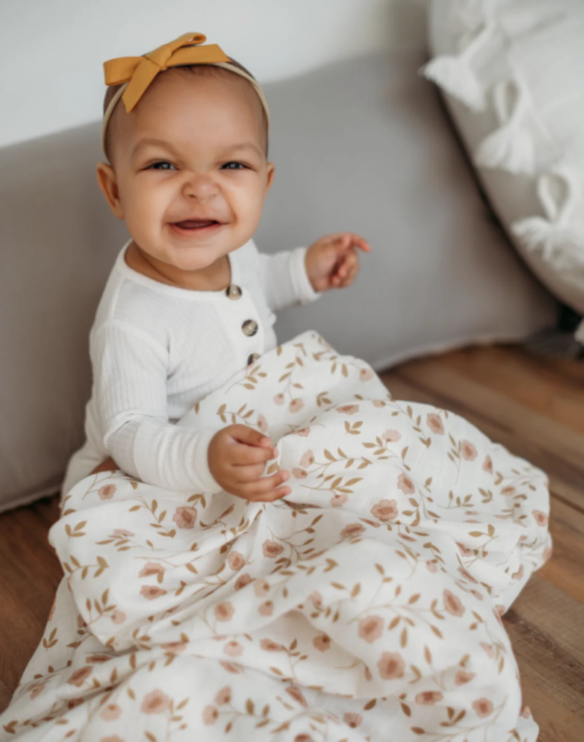 Wildflower Swaddle - White by Mini Wander - Image 3