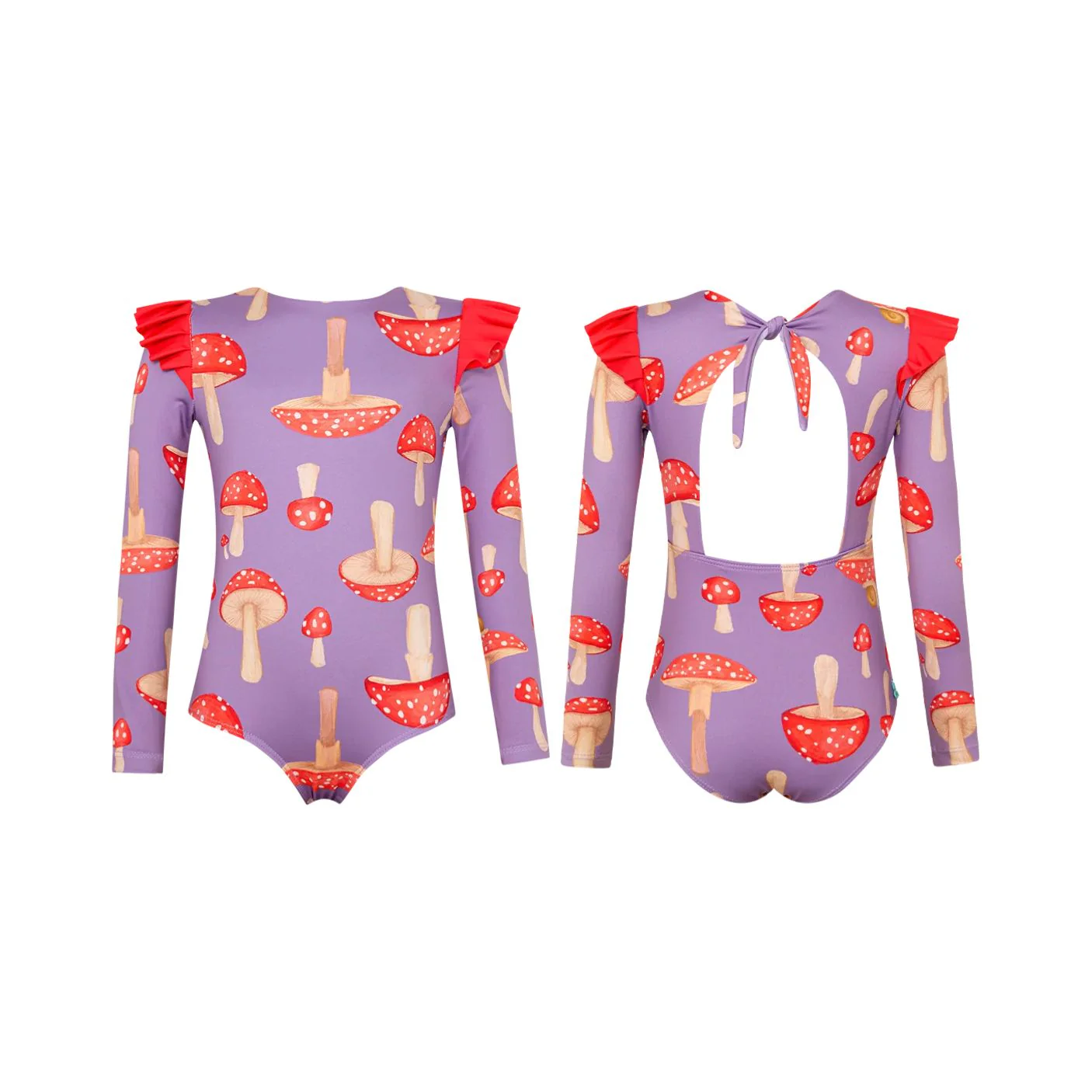 Wings Longsleeve Swimsuit - Purple Mushrooms by Pepita & Me