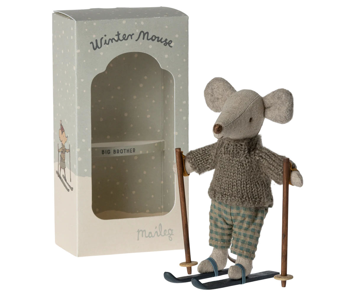 Winter Mouse with Ski Set, Big Brother by Maileg - Image 2