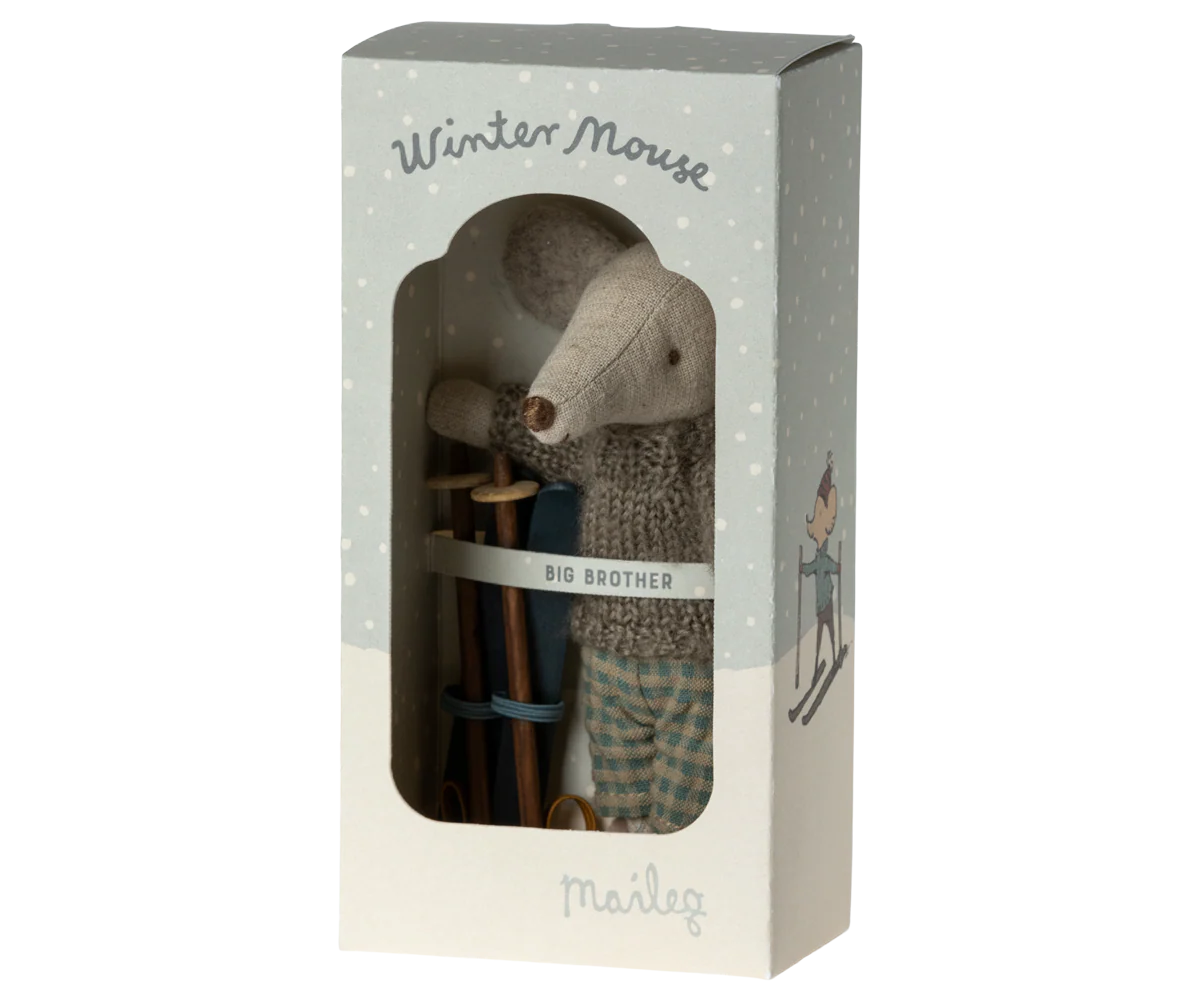 Winter Mouse with Ski Set, Big Brother by Maileg - Image 3