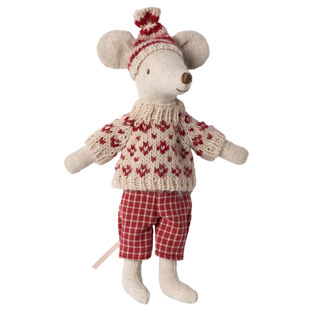 Winter Mouse with Ski Set, Mum - Red by Maileg - Image 4
