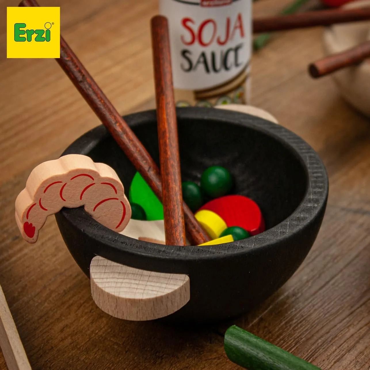 Wok-Party Wooden Play Food Set (31 Pieces) by Erzi - Image 3