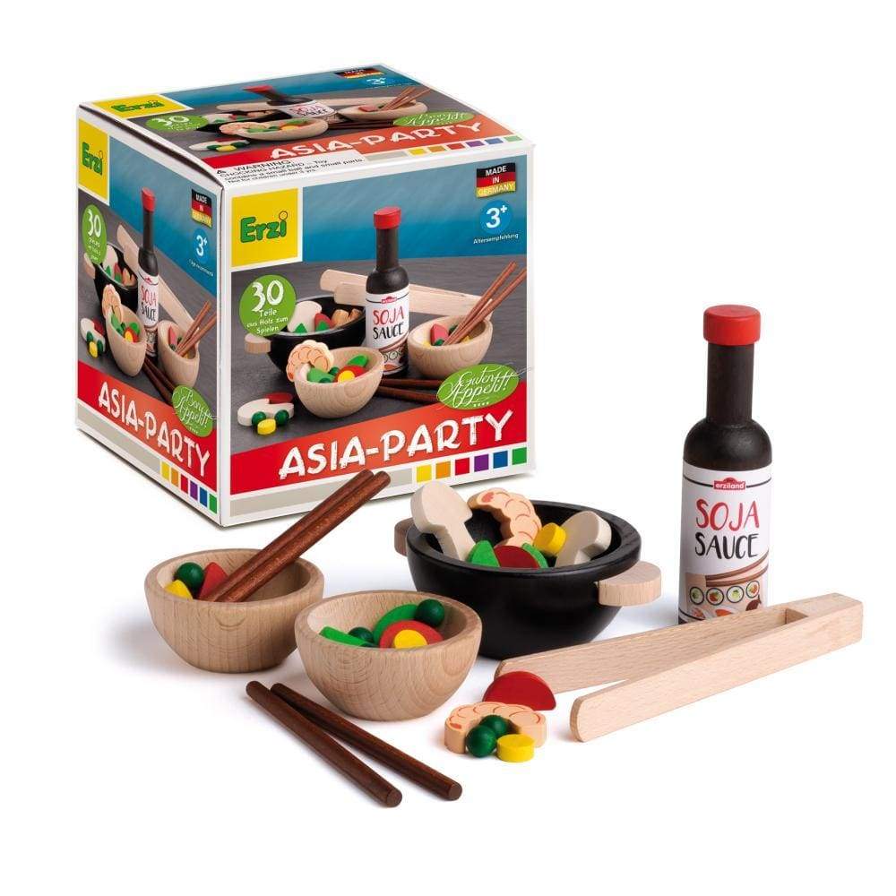 Wok-Party Wooden Play Food Set (31 Pieces) by Erzi - Image 4