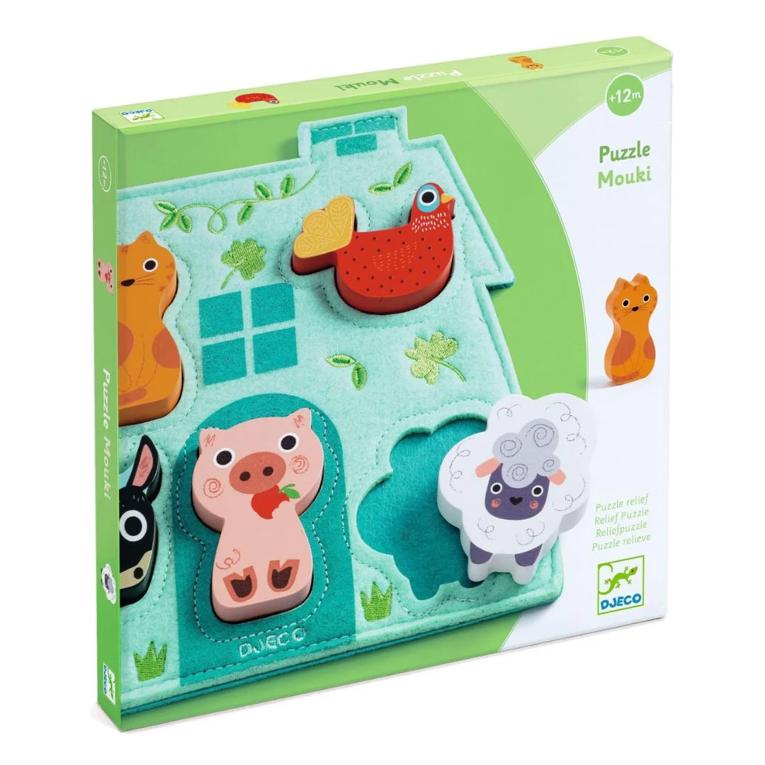 Wood + Felt Puzzle - Mouki by Djeco - Image 2