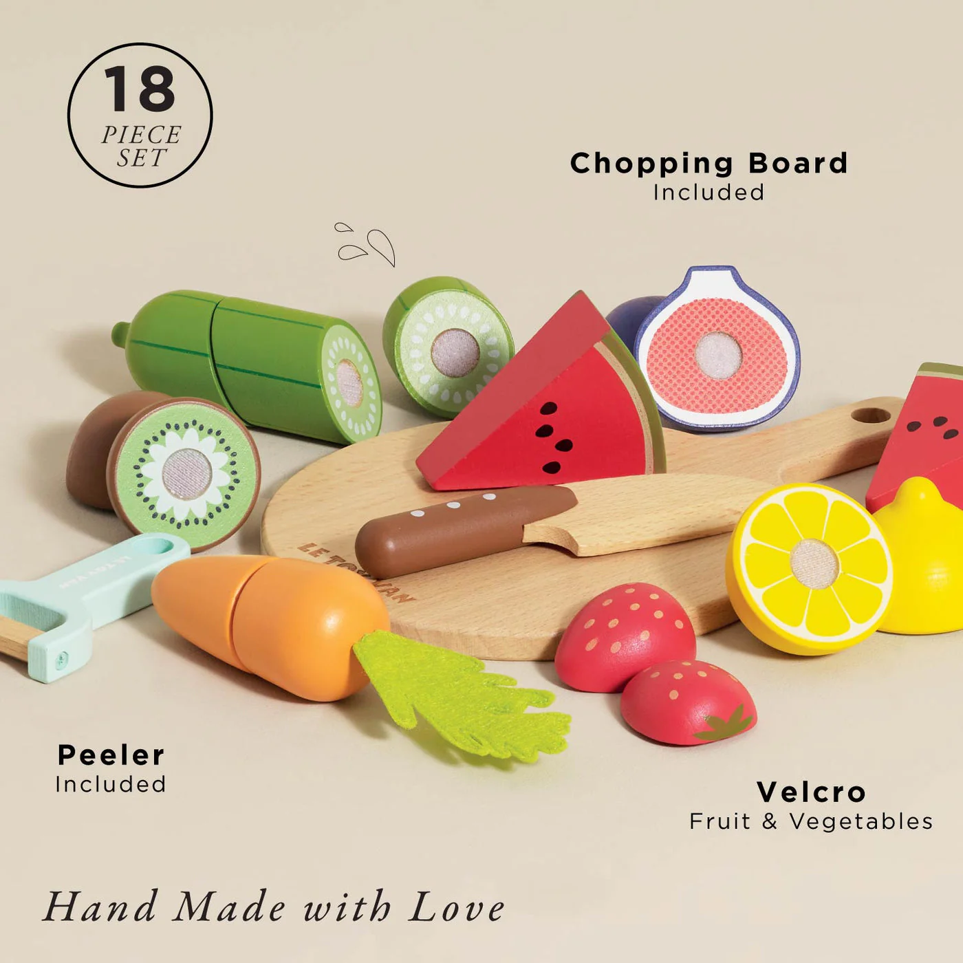 Wooden Chopping Board & Sliceable Play Food by Le Toy Van - Image 2