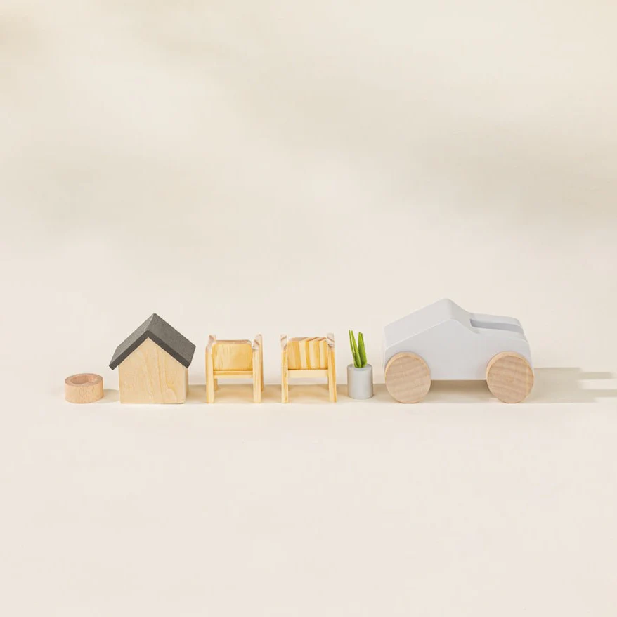 Wooden Doll House Outdoor Furniture and Accessories - 8 Pieces by Coco Village - Image 3