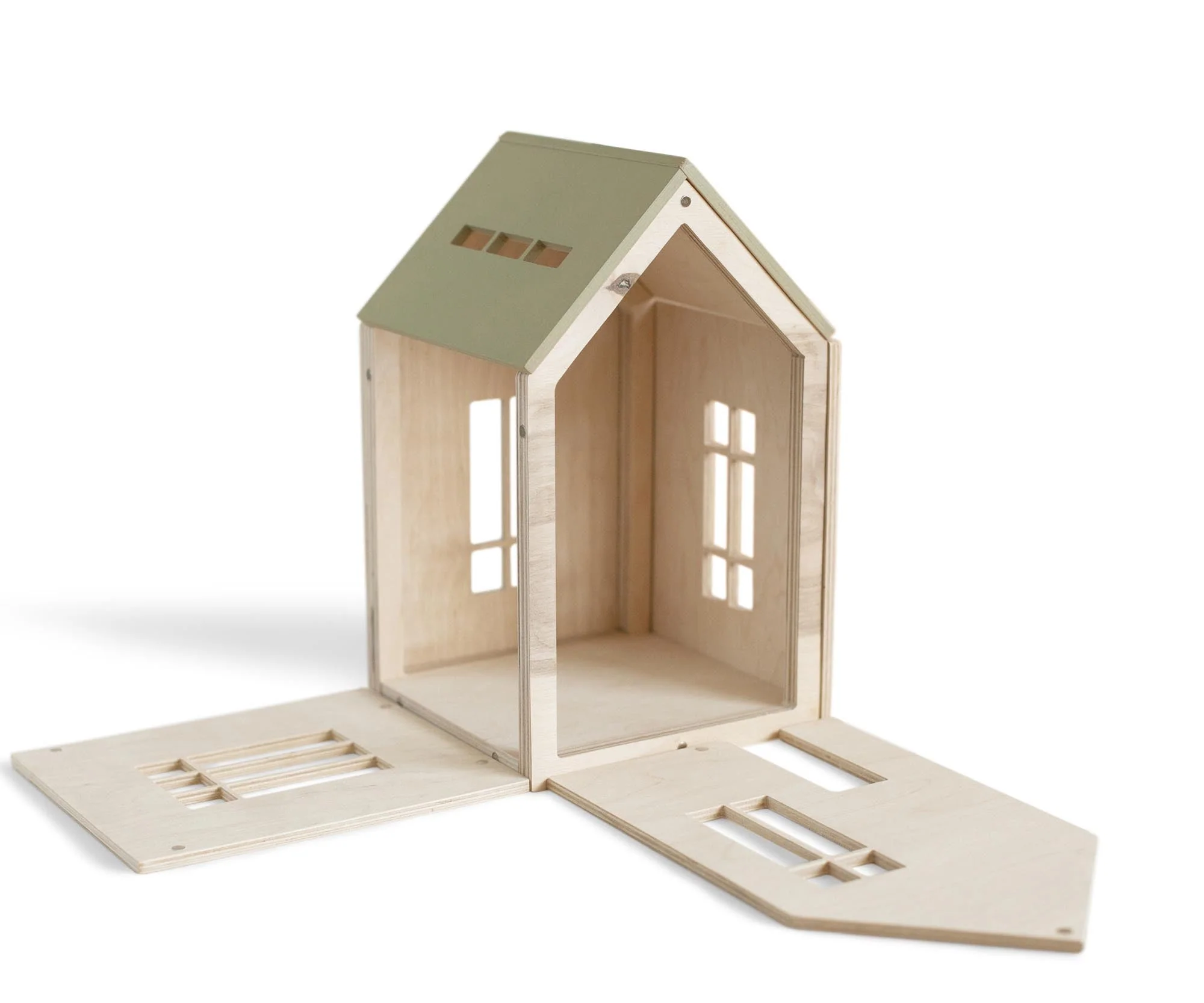 Wooden Dollhouse with Magnets - (L) Khaki by Babai - Image 2