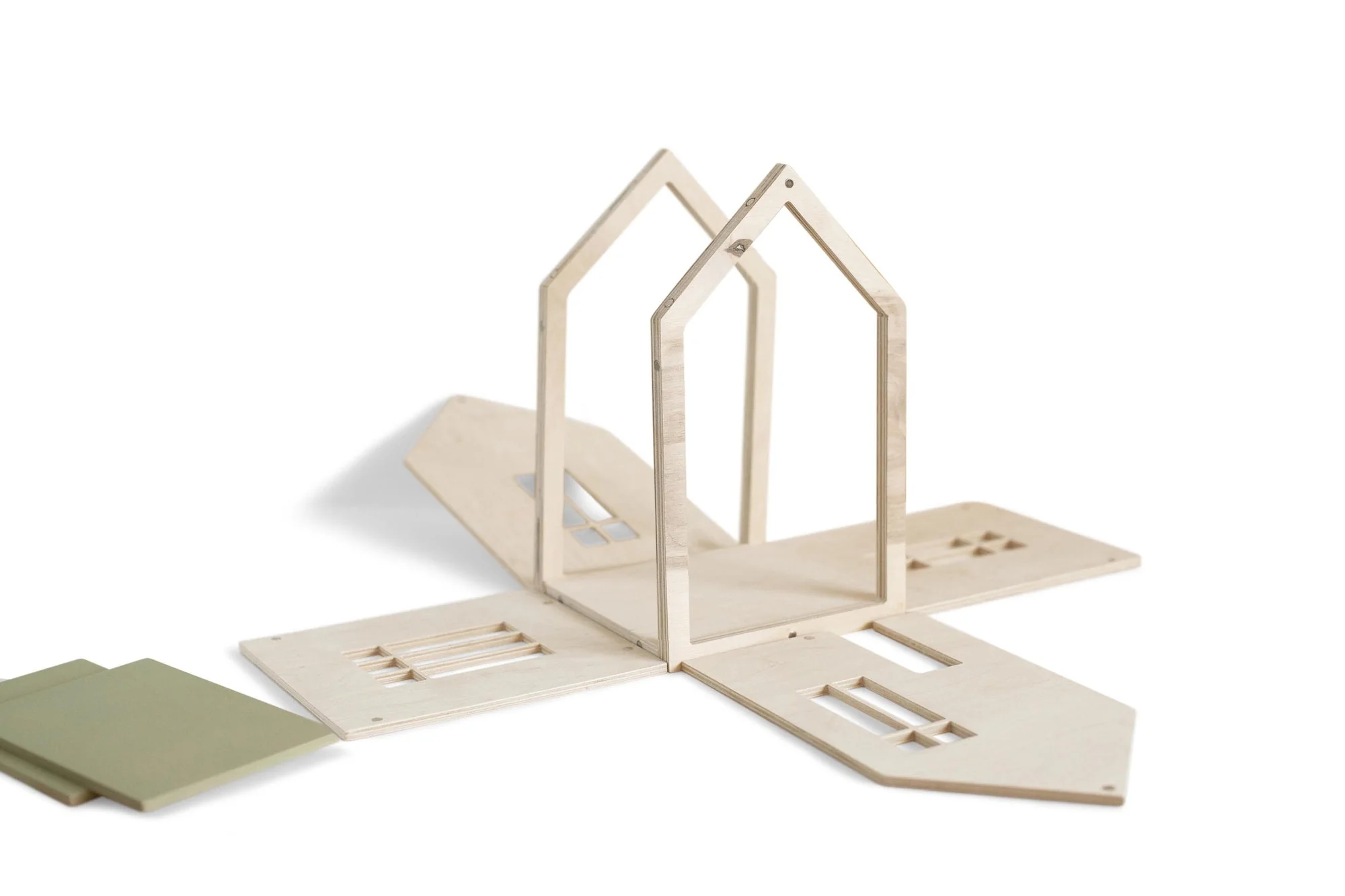 Wooden Dollhouse with Magnets - (L) Khaki by Babai - Image 3