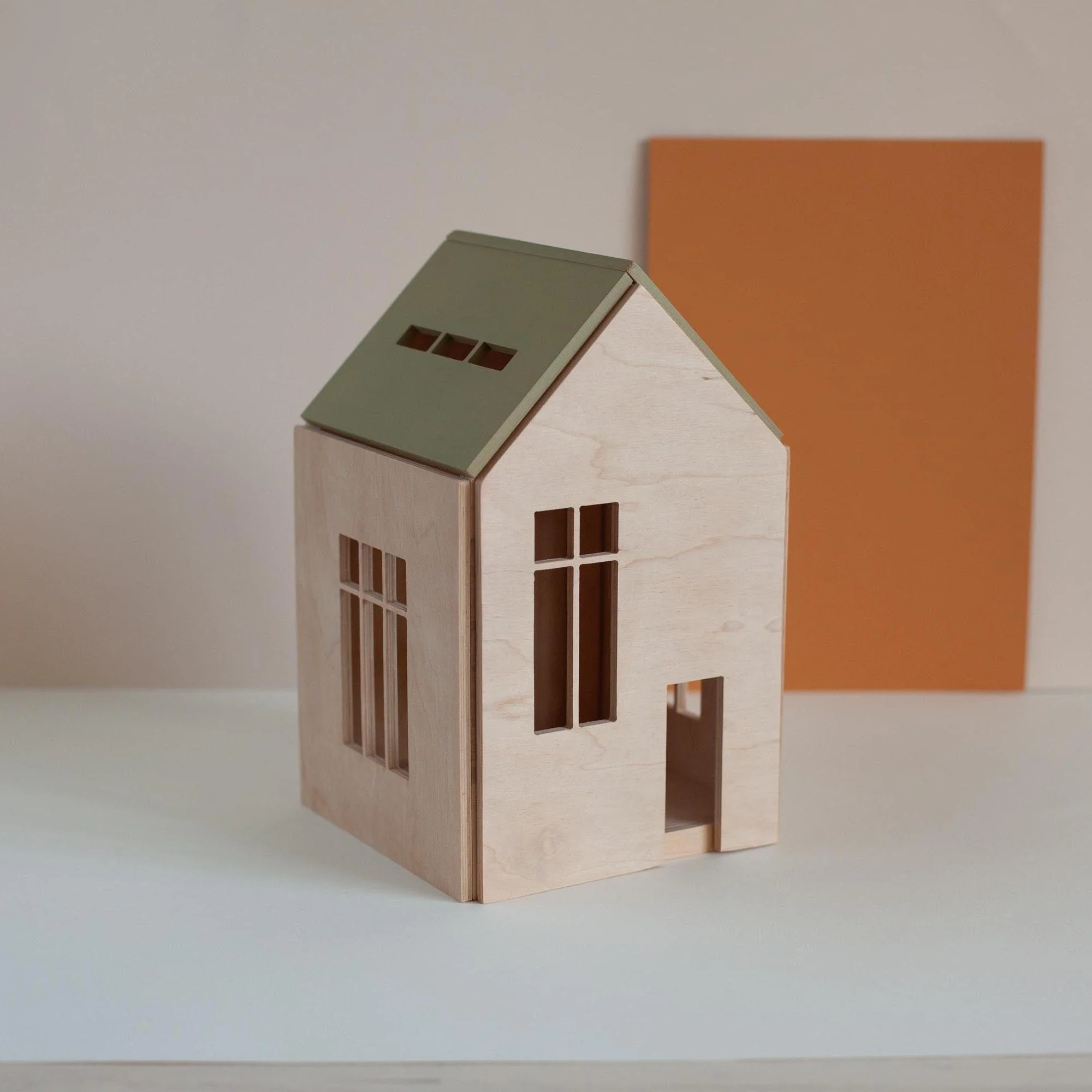 Wooden Dollhouse with Magnets - (L) Khaki by Babai - Image 5