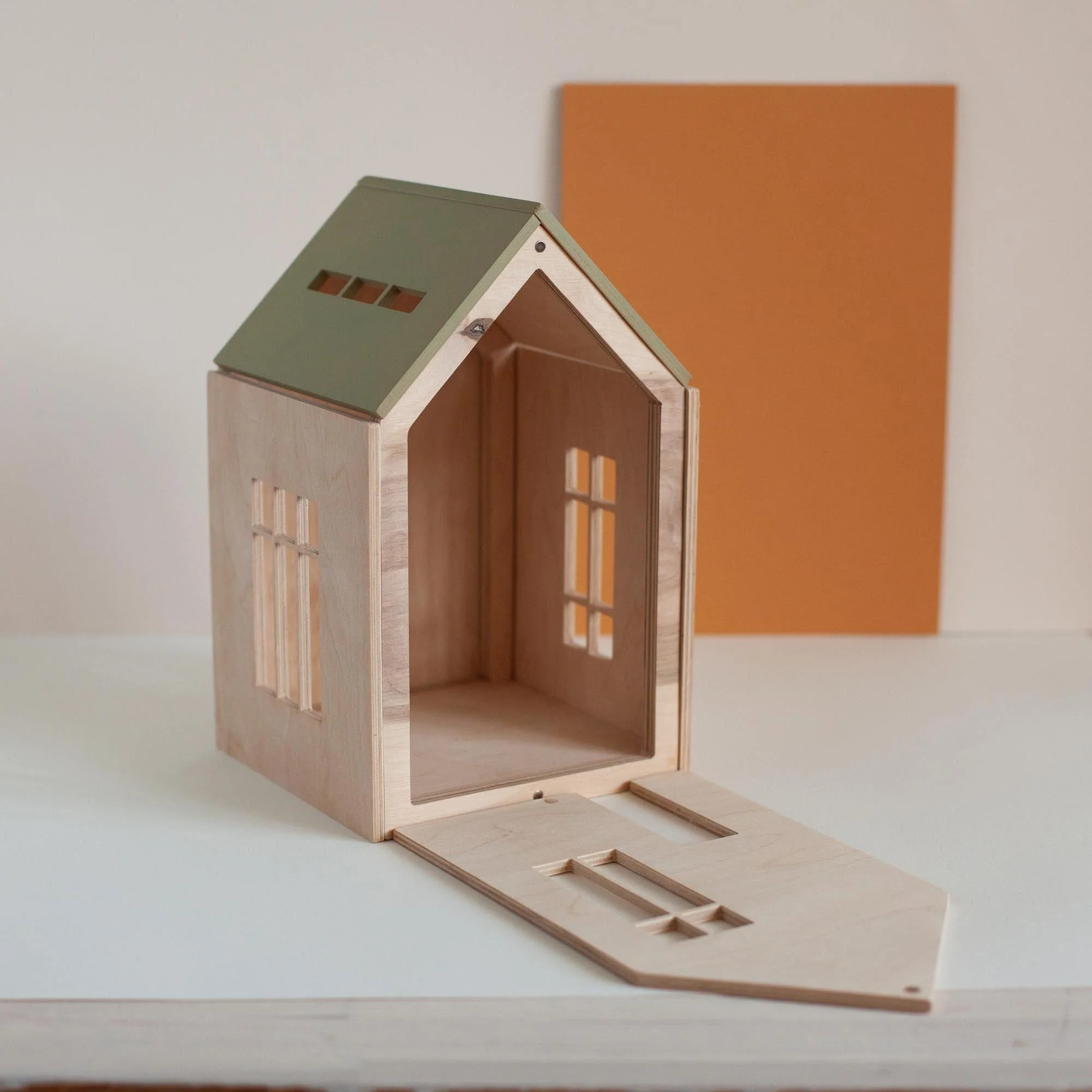 Wooden Dollhouse with Magnets - (L) Khaki by Babai - Image 6