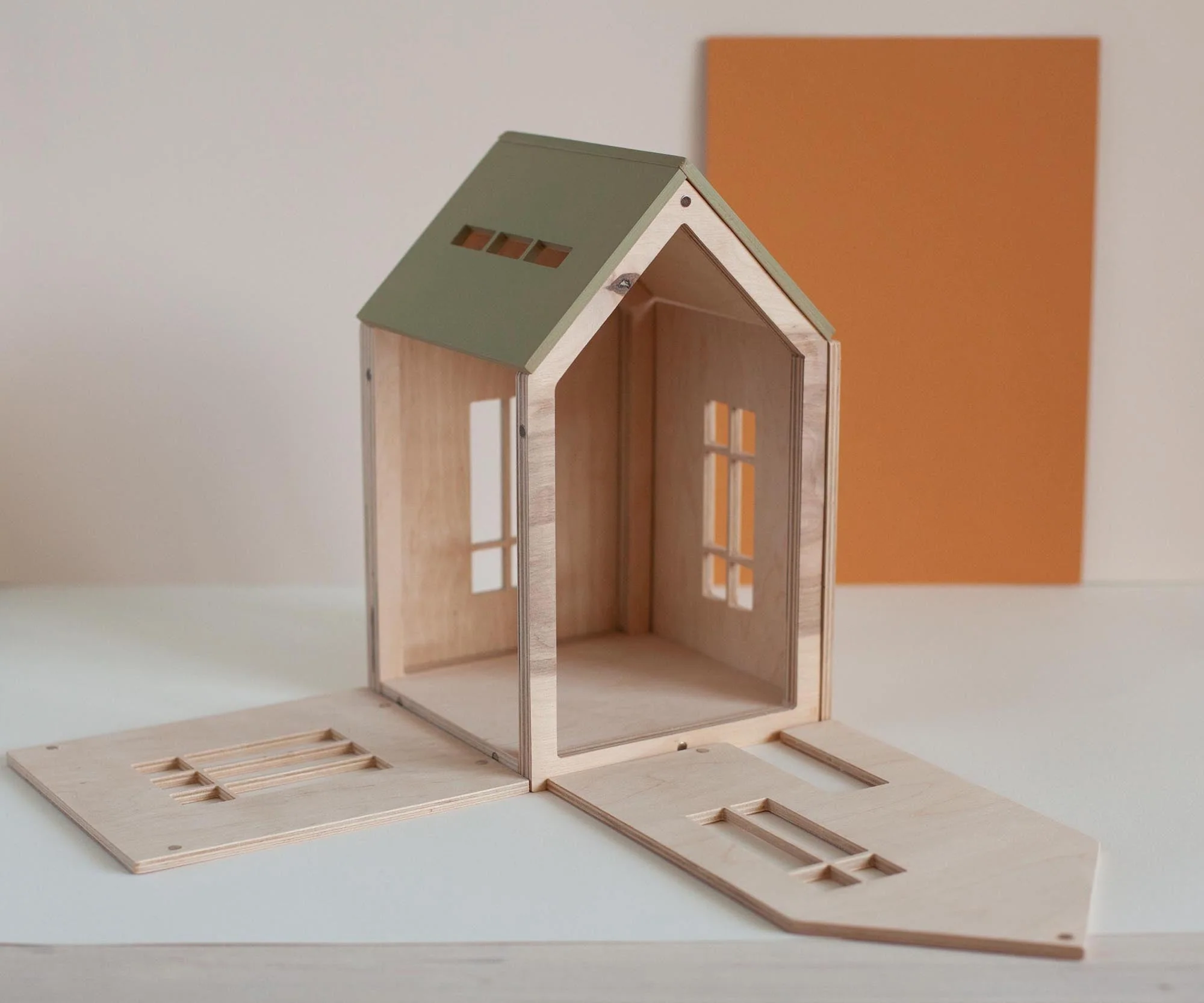Wooden Dollhouse with Magnets - (L) Khaki by Babai - Image 7