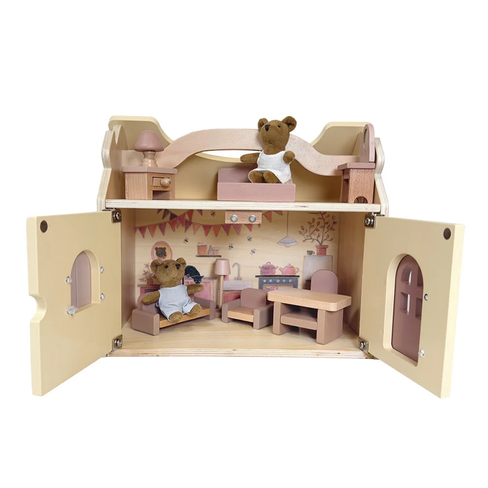 Wooden House with Plush Bears by Egmont - Image 2