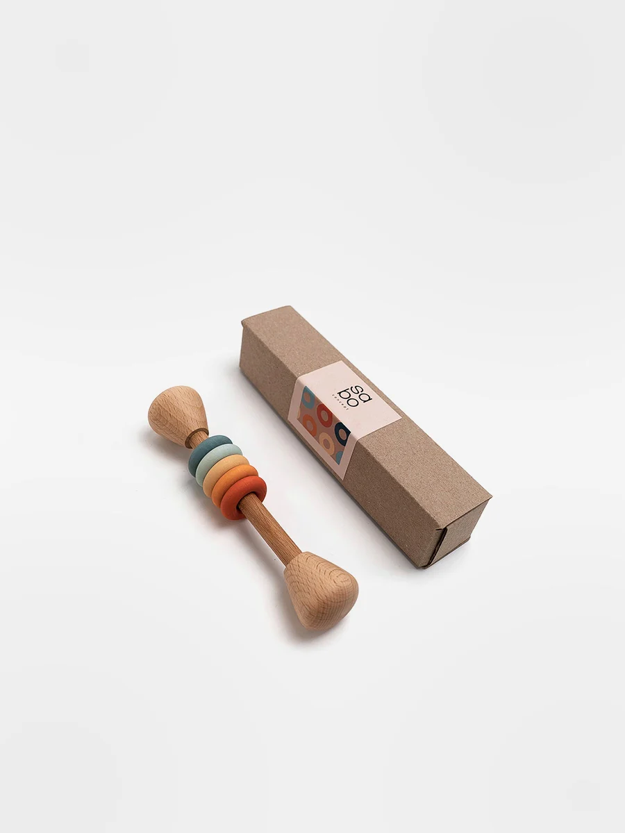 Wooden Rings Rattle - Lagoon by Sabo Concept - Image 2
