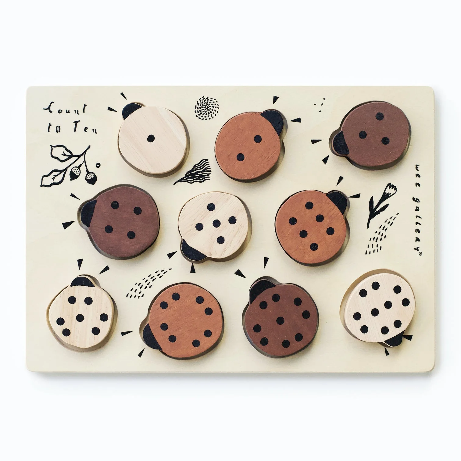 Wooden Tray Puzzle - Count to 10 Ladybugs by Wee Gallery