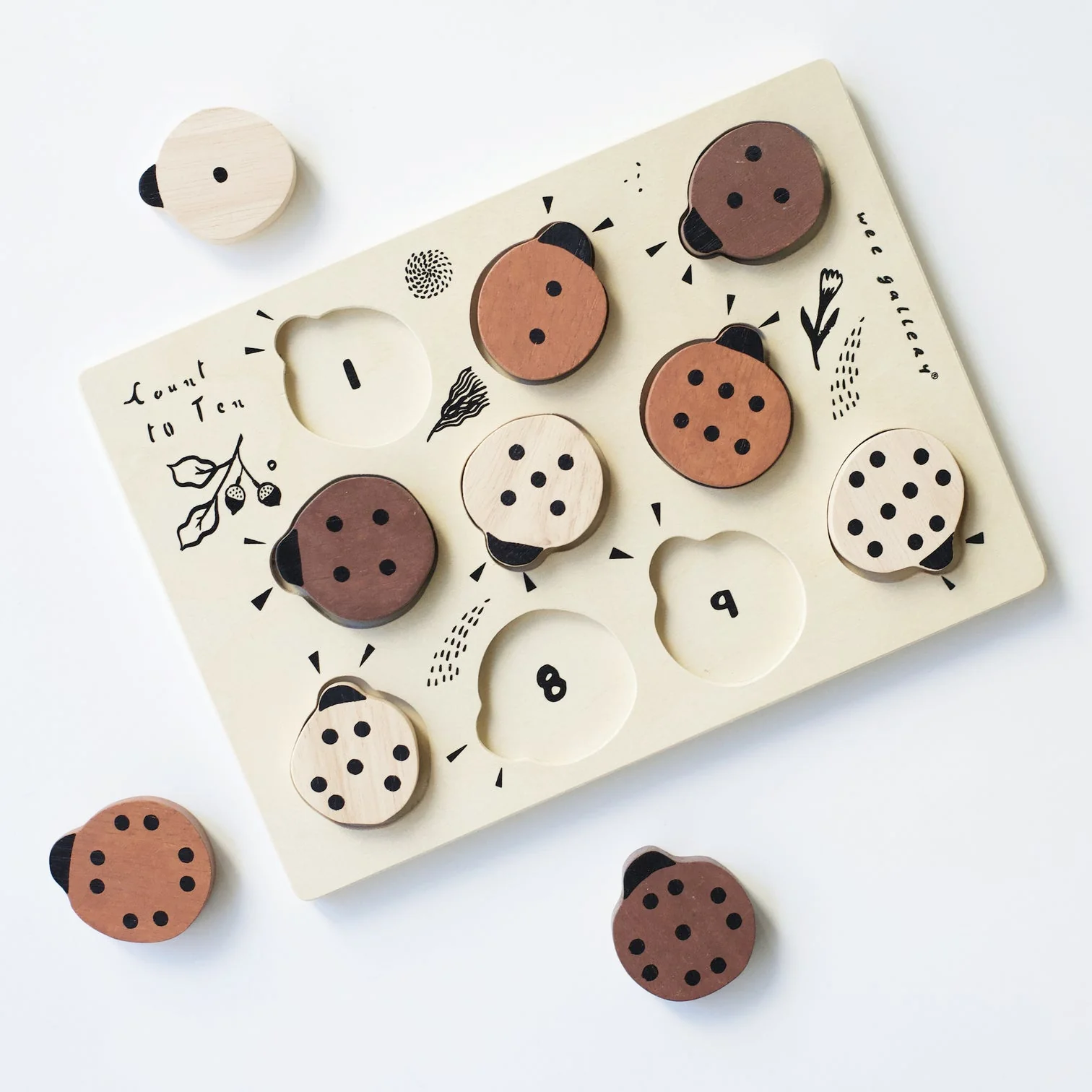 Wooden Tray Puzzle - Count to 10 Ladybugs by Wee Gallery - Image 2