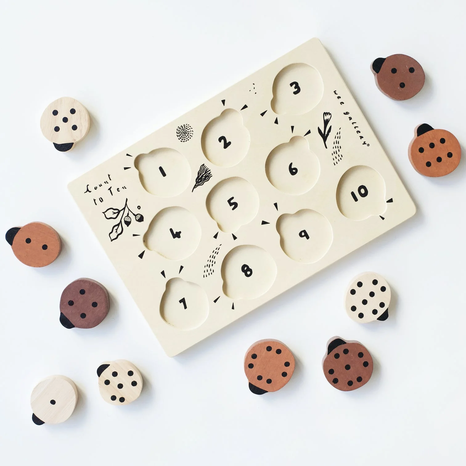 Wooden Tray Puzzle - Count to 10 Ladybugs by Wee Gallery - Image 5