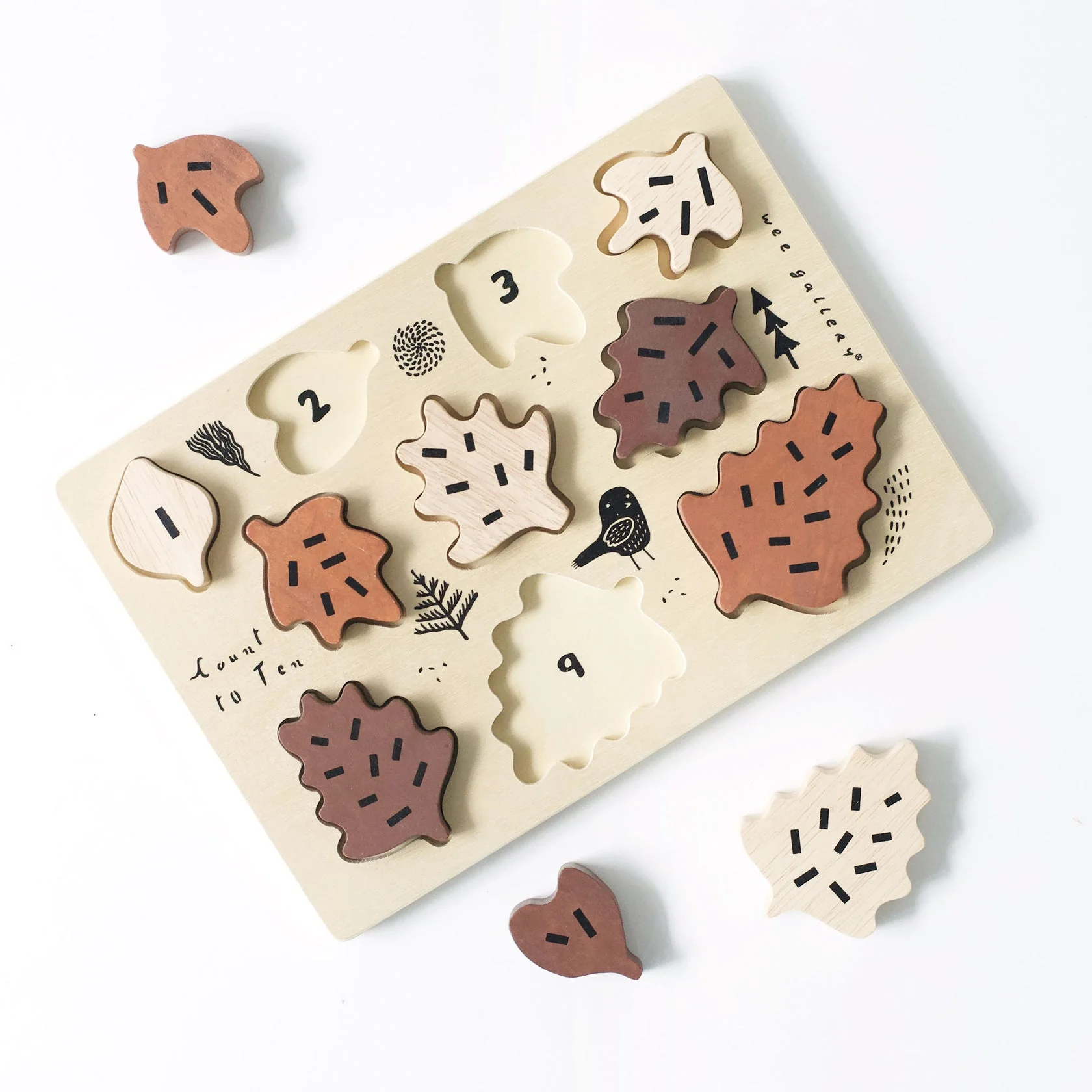 Wooden Tray Puzzle - Count to 10 Leaves by Wee Gallery - Image 2
