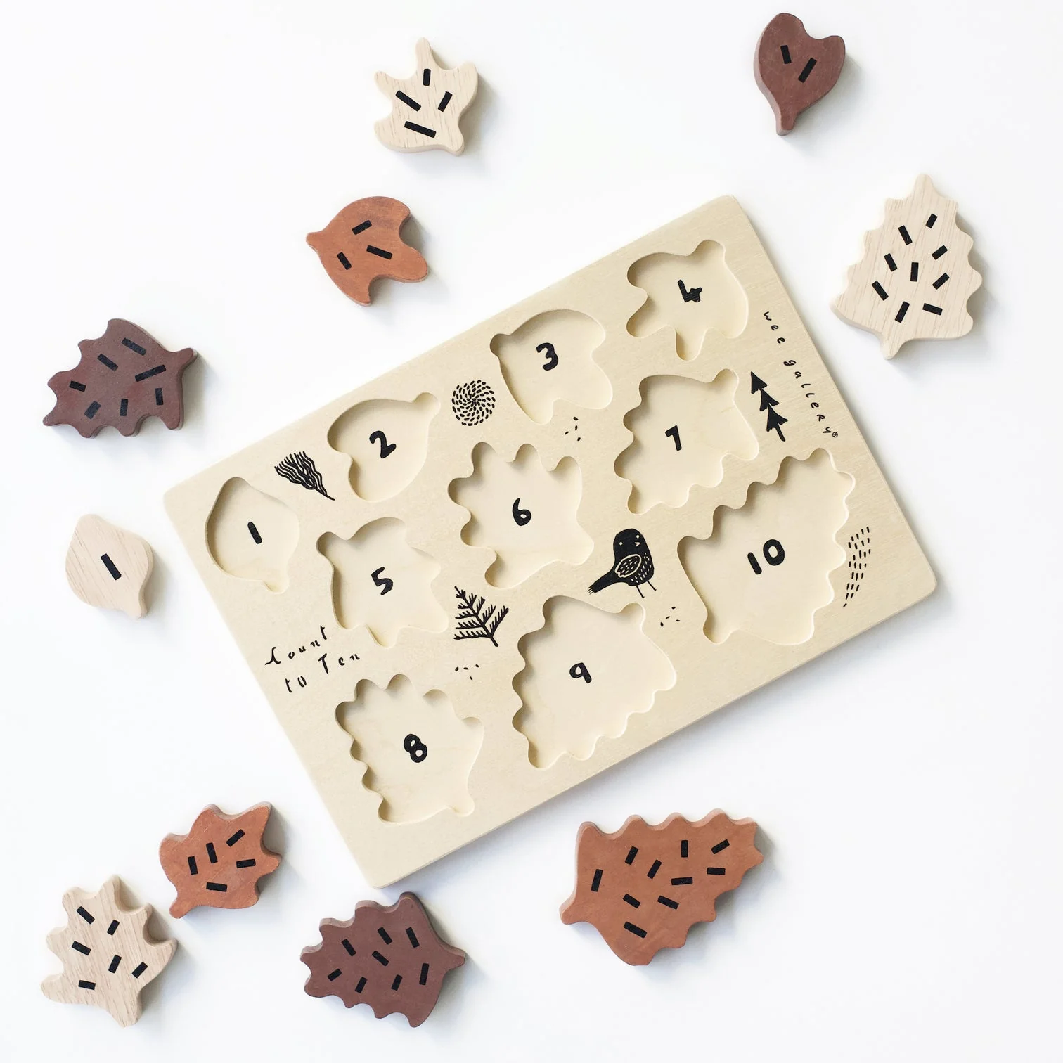 Wooden Tray Puzzle - Count to 10 Leaves by Wee Gallery - Image 4