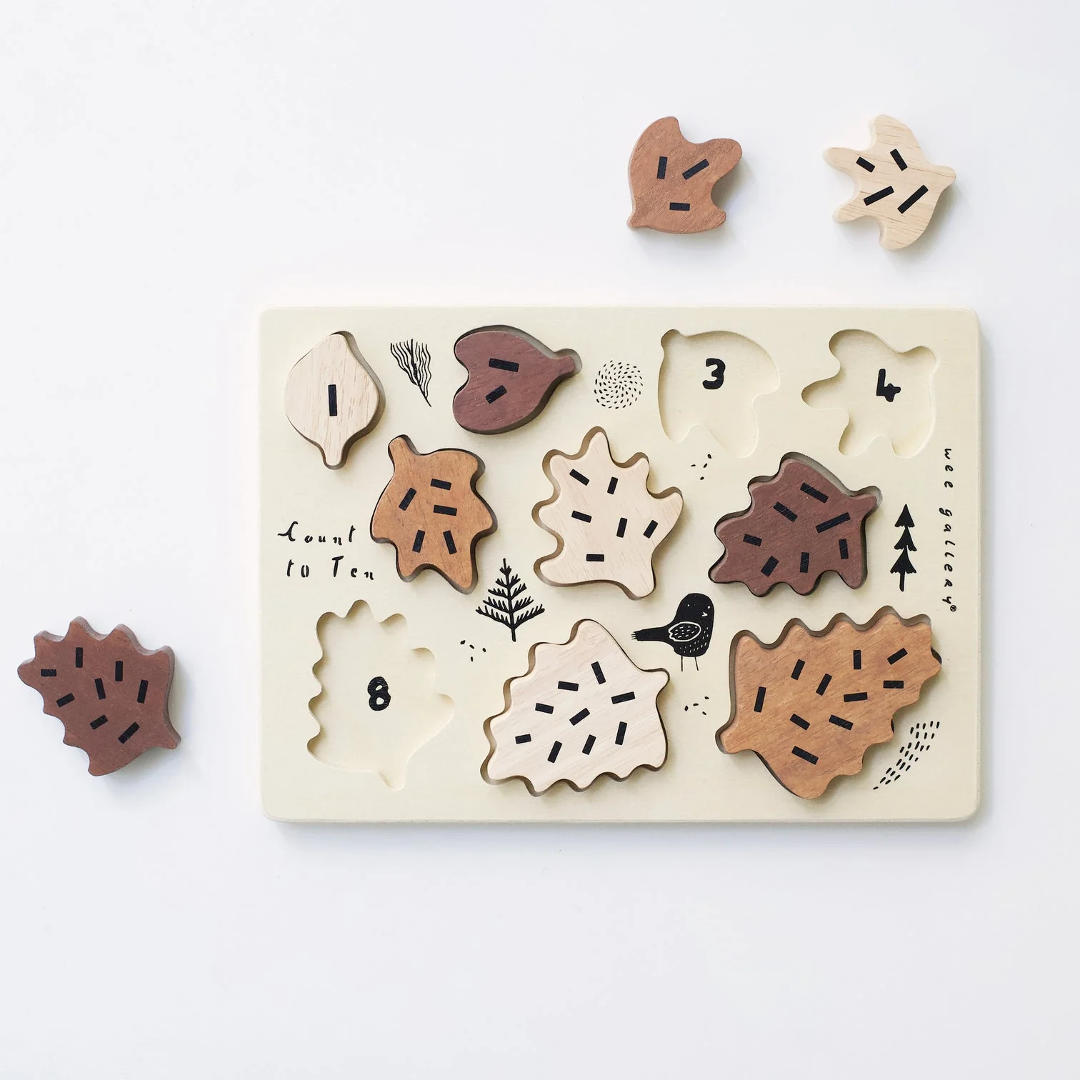 Wooden Tray Puzzle - Count to 10 Leaves by Wee Gallery - Image 5