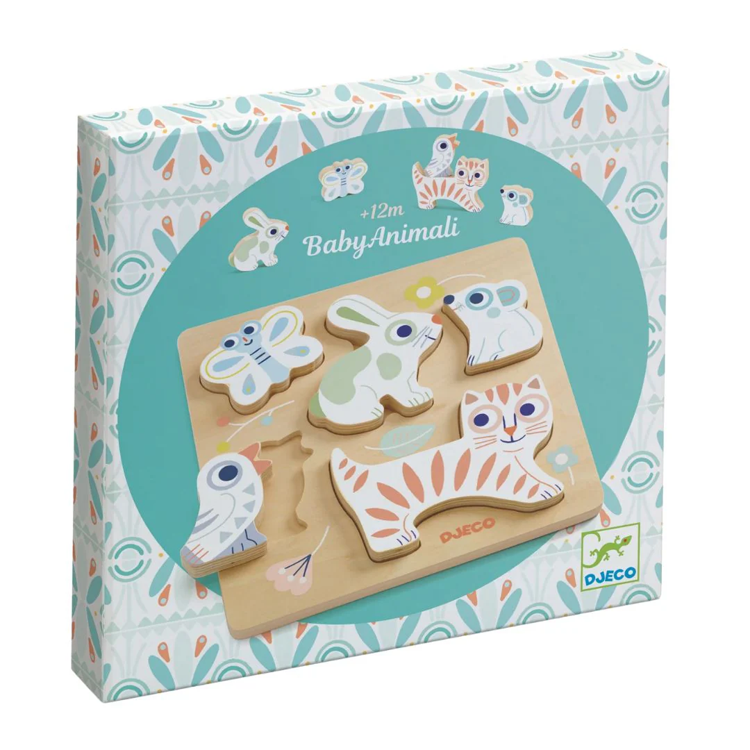 Wooden Puzzle - Baby Animali by Djeco - Image 2