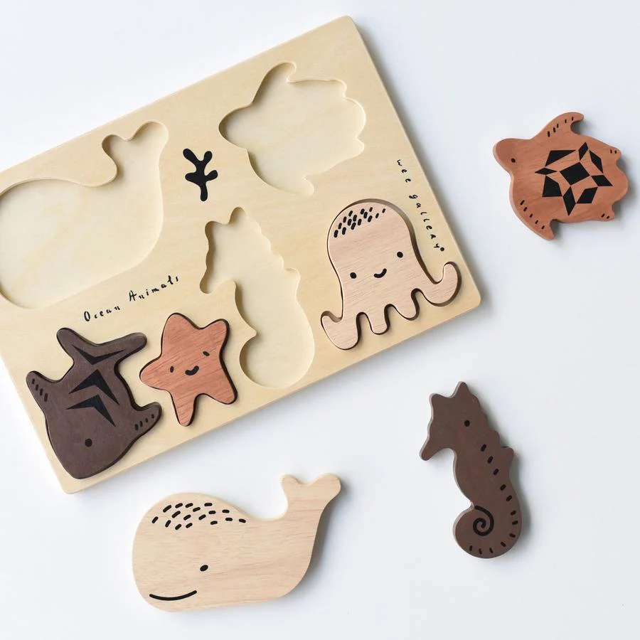Wooden Tray Puzzle - Ocean Animals by Wee Gallery - Image 2