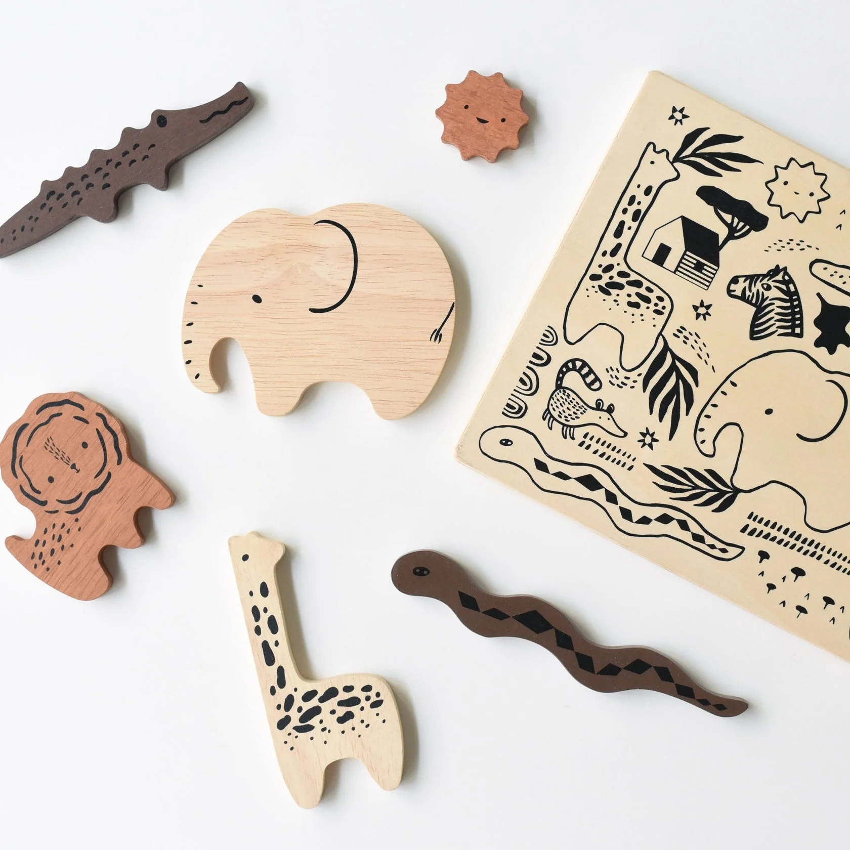 Wooden Tray Puzzle - Safari Animals by Wee Gallery - Image 2