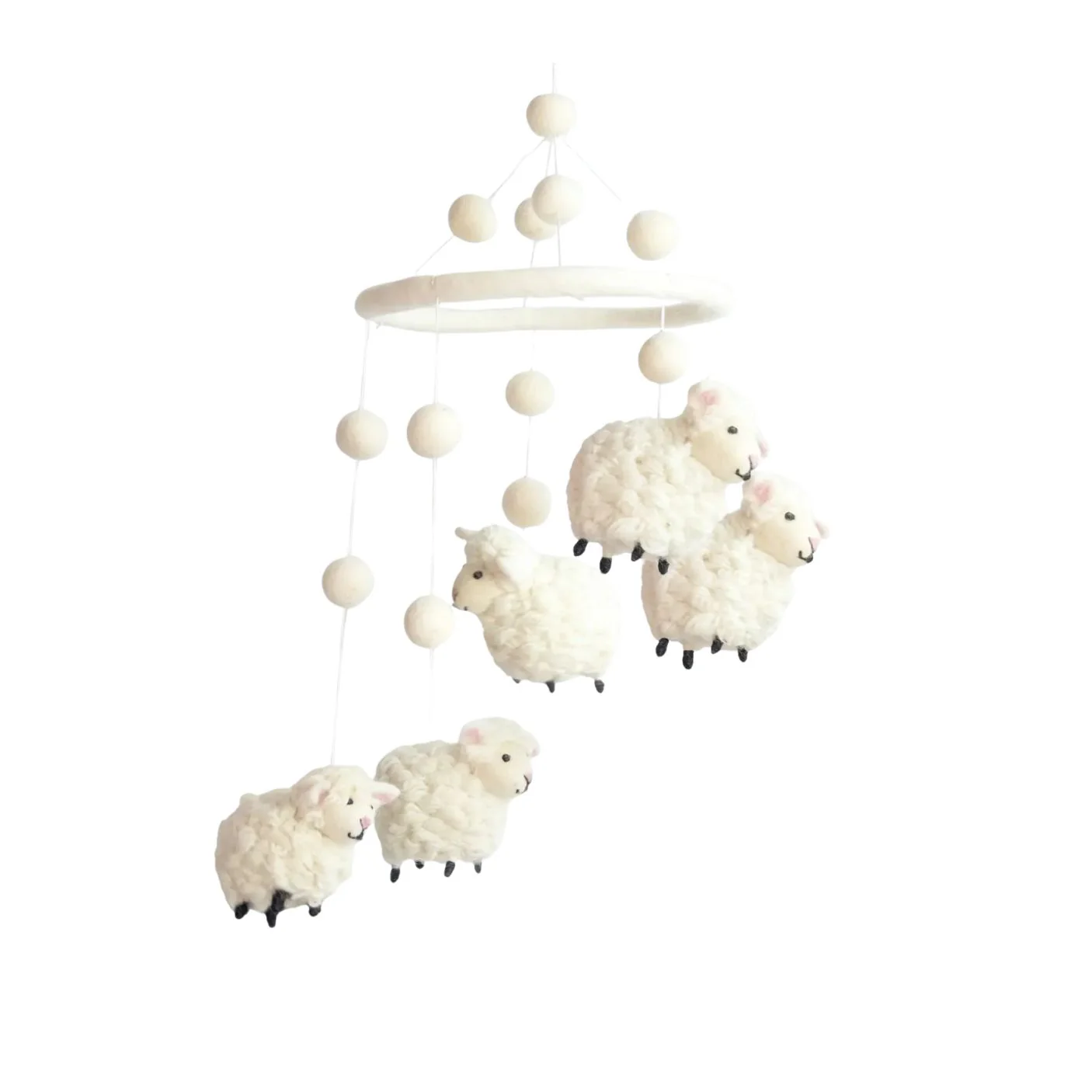 Wool Mobile - White Sheep by The Winding Road