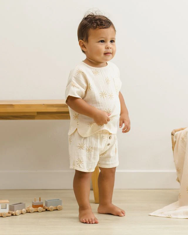 Woven Boxy Top - Sunburst by Quincy Mae - Image 14