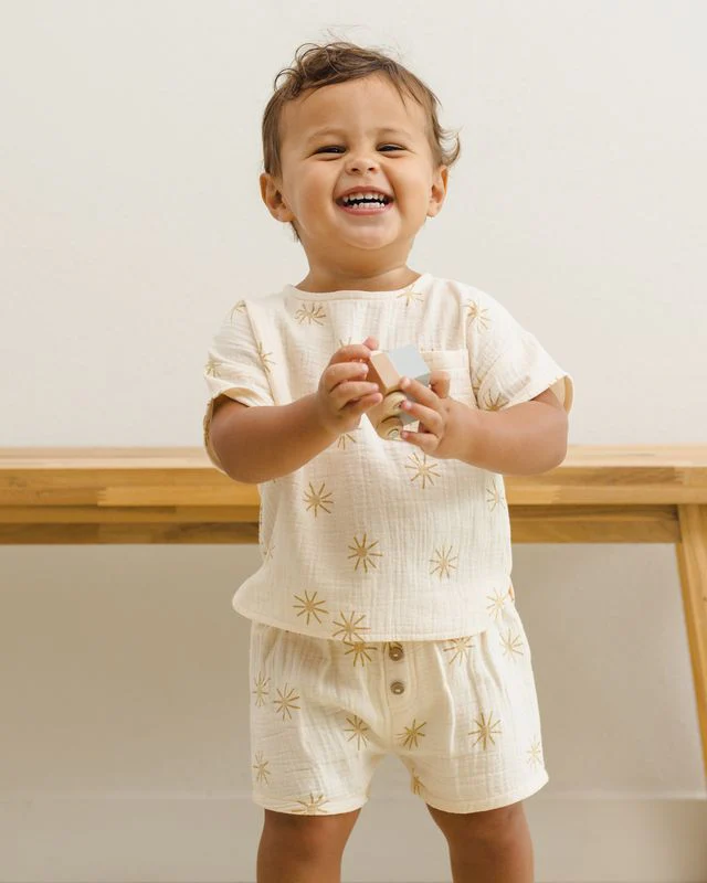 Woven Boxy Top - Sunburst by Quincy Mae - Image 15