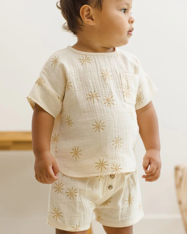 Woven Boxy Top - Sunburst by Quincy Mae - Image 3