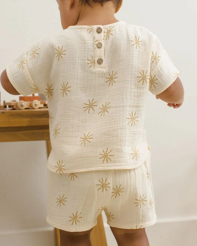 Woven Boxy Top - Sunburst by Quincy Mae - Image 4