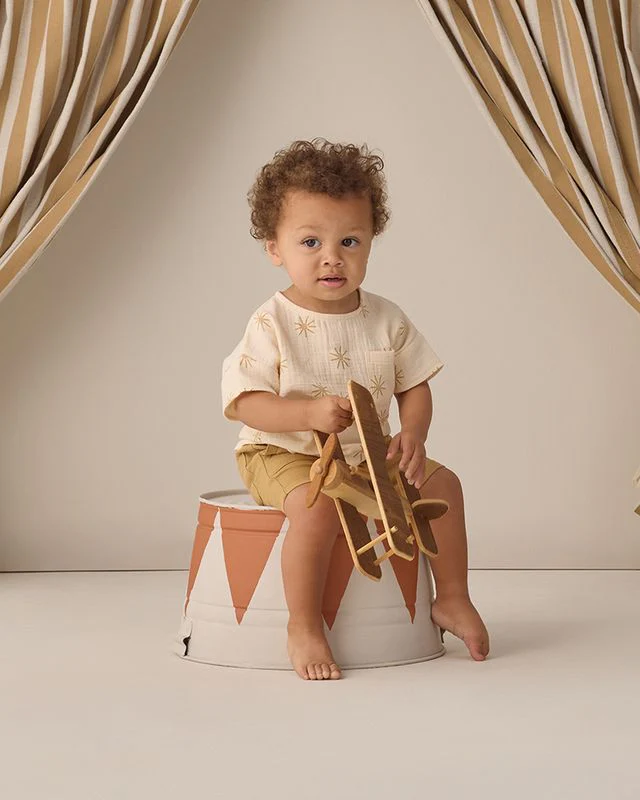 Woven Boxy Top - Sunburst by Quincy Mae - Image 8