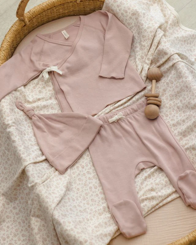 Wrap Top + Footed Pant Set - Blush by Quincy Mae - Image 6