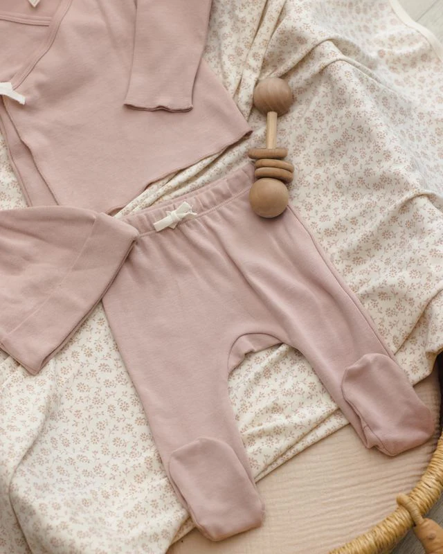 Wrap Top + Footed Pant Set - Blush by Quincy Mae - Image 8