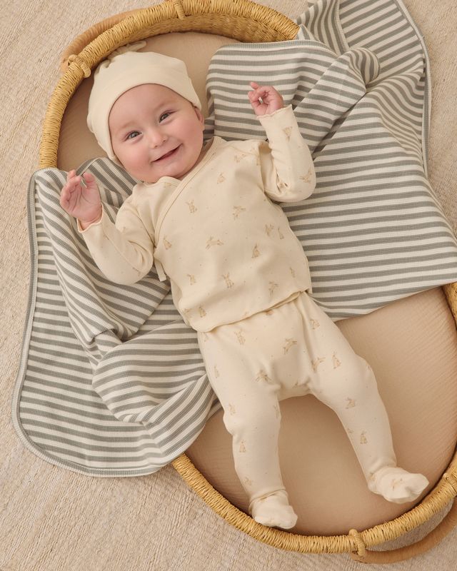 Wrap Top + Footed Pant Set - Bunnies by Quincy Mae - Image 3