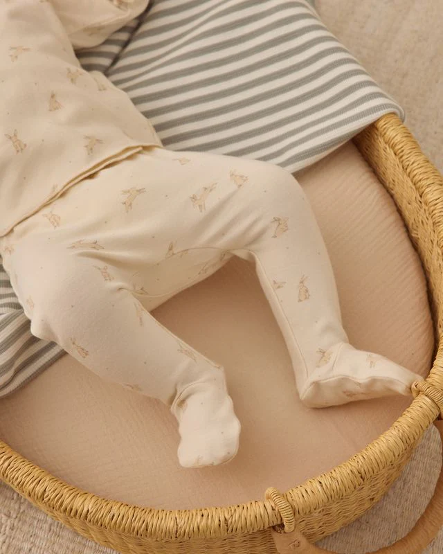 Wrap Top + Footed Pant Set - Bunnies by Quincy Mae - Image 5