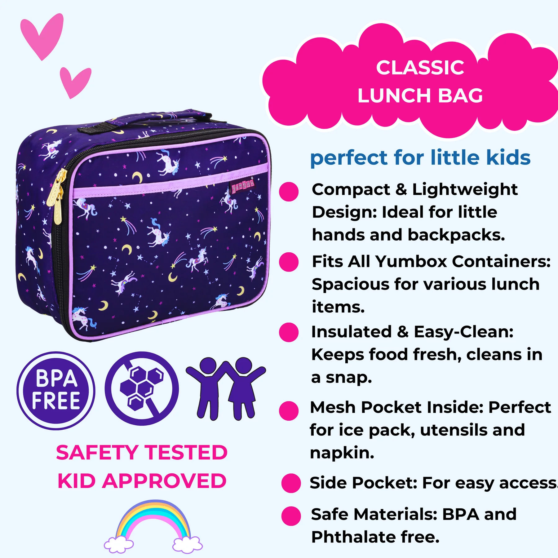 Yumbox Classic Lunch Bag - Unicorn Purple - Image 3