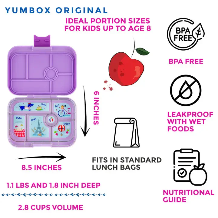 Yumbox Original 6 Compartment Leakproof Bento Box - Lulu Purple - Image 2