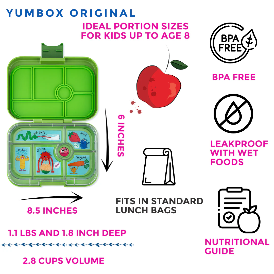Yumbox Original 6 Compartment Leakproof Bento Box - Matcha Green - Image 3