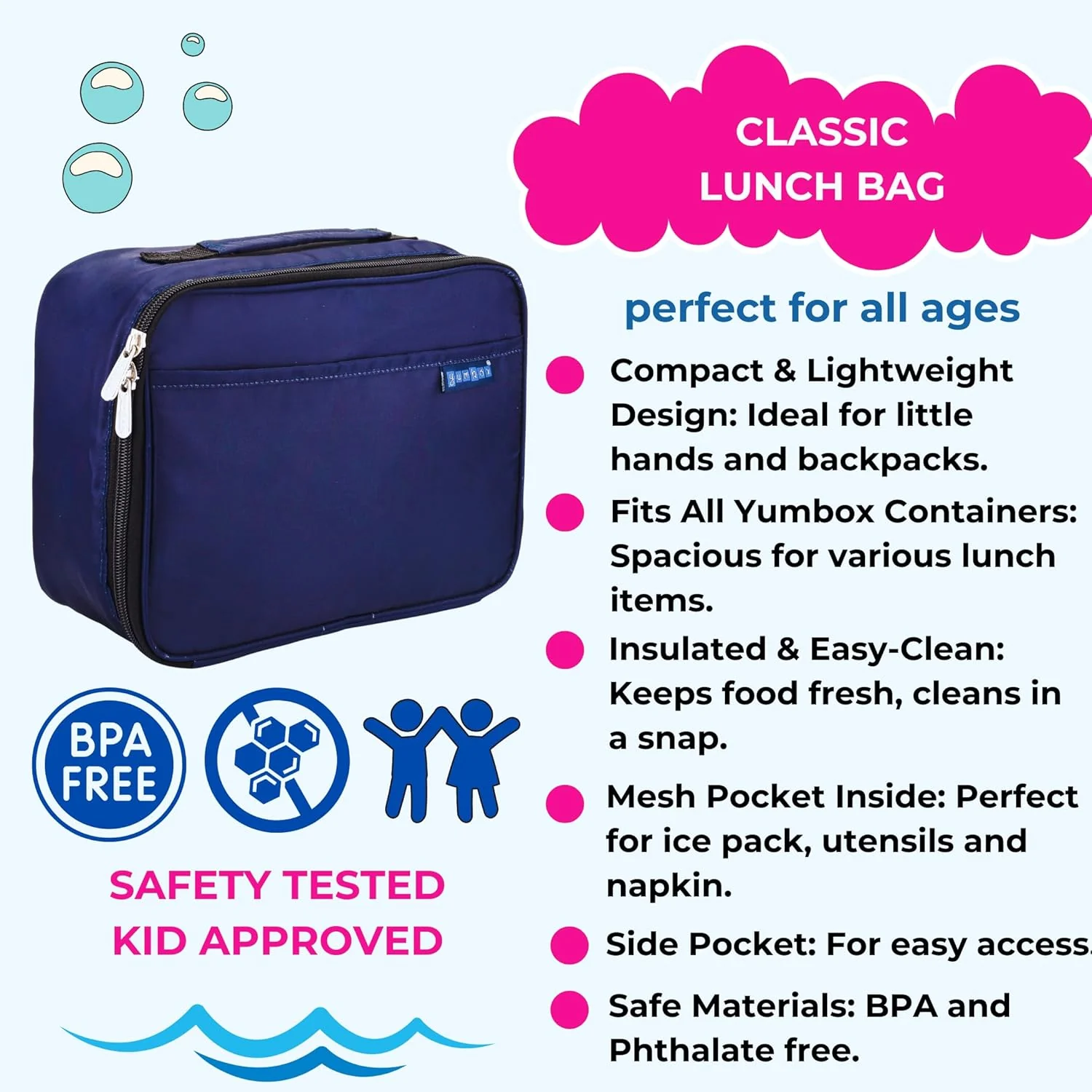 Yumbox Spacious Classic Lunch Bag - Navy Blue - Image 2