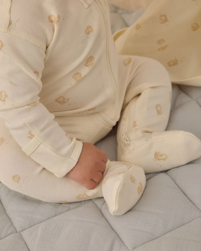 Zip Long Sleeve Sleeper Footie - Chicks by Quincy Mae - Image 3